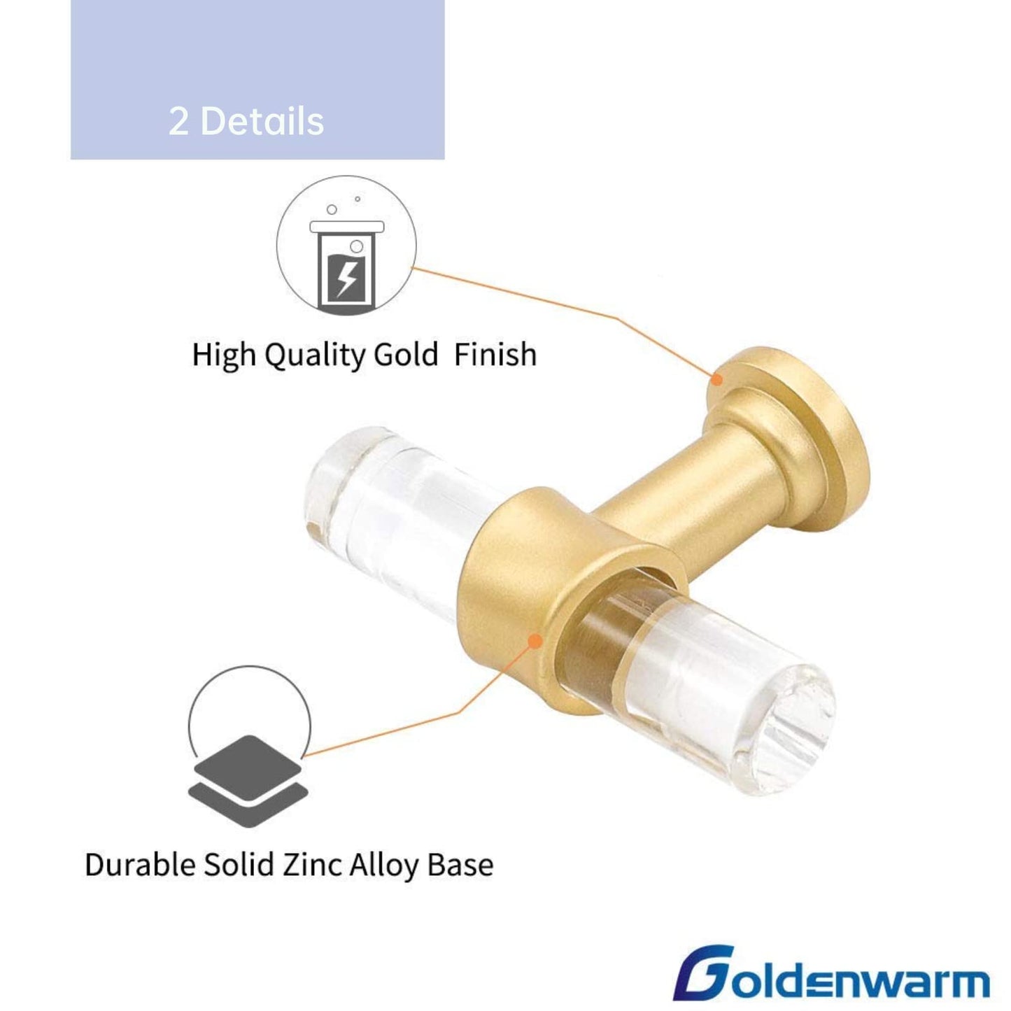 Goldenwarm 10 Pack 3-1/2 Inch Matte Gold Cabinet Pull Clear Acrylic Furniture Hardware Glass Cabinet Hardware for Kitchen Cupboard Bathroom