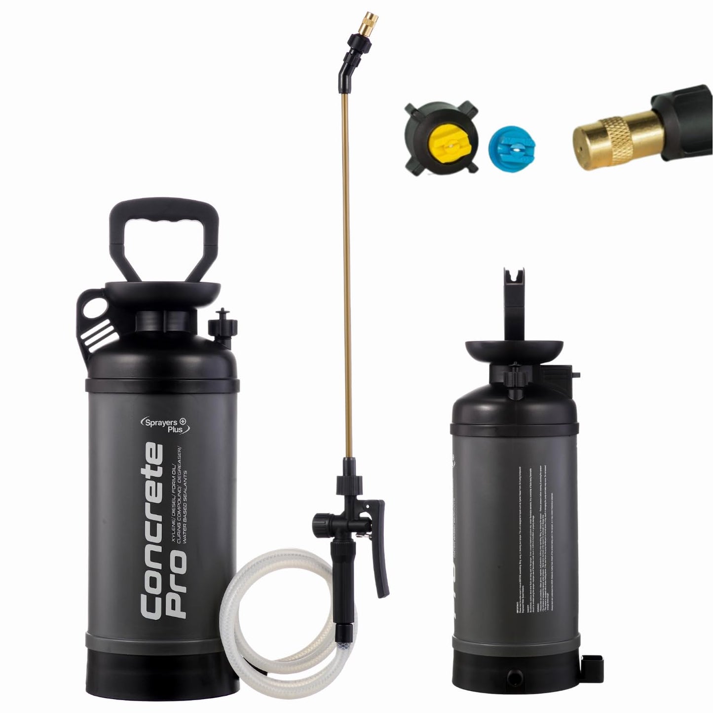Concrete Sprayer 2 Gallon Chemical Resistant Compression Pump Sprayer for Form Oil, Water-Based Sealers,Construction Chemcial, Adjustable Pressure, Industrial Grade Durability Brass Nozzles