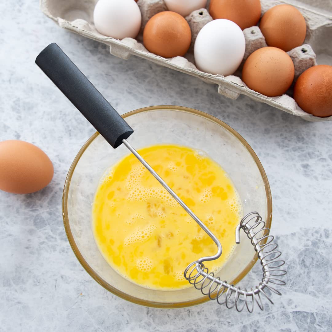 Rada Cutlery Handi-Stir Whisk (W217), 2.5" x 2.75" Stainless Steel Spring Face, Black Handle