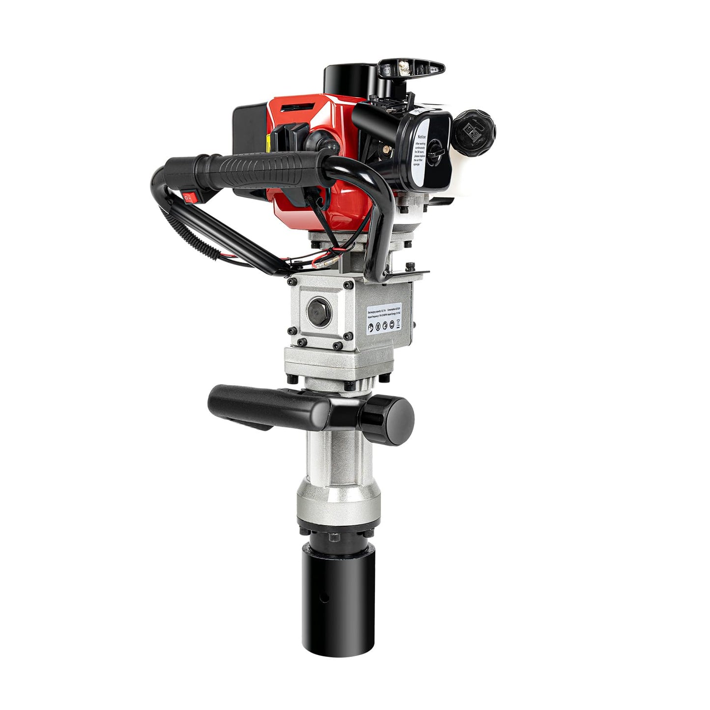 Pxolerig Gas Powered T-Post Driver, 900W 2 Stroke 32.7CC 8500RPM Petrol Post Driver Pile Sleeves in Various Sizes and Hand Pull Start for Garden Guardrails Farm