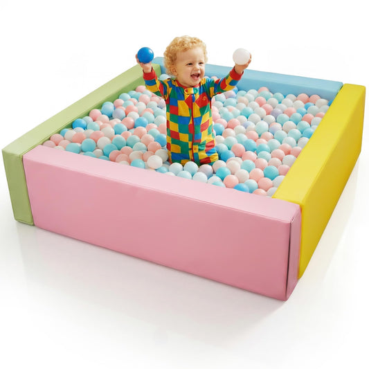 Arrowbash 43.3" x 11.8" PU Leather Baby Foam Soft Playpen Ball Pool, Soft Rectangle Climbing Blocks Play Pit for Kids Indoor Outdoor Large Game, Ball Toddlers Game Activity Pit, Balls Not Included