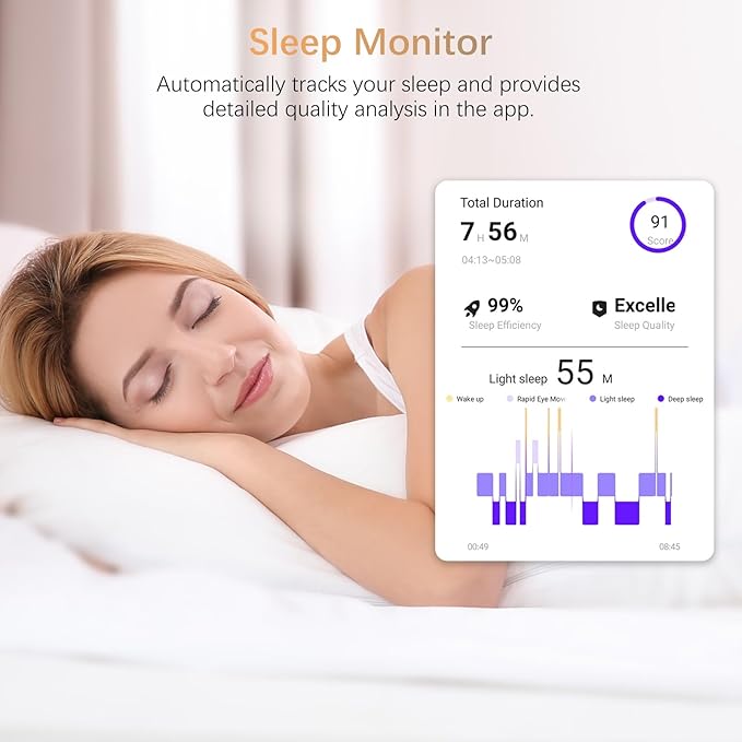 Fit Ring, Smart Health Rings for Women Men with Heart Rate,Blood Oxygen,HRV,Stress Level, Sleep Monitor, Step Tracker, No Subscription Fee, IP68 Waterproof Smart Ring for iphone &Android (Gold, 9#)