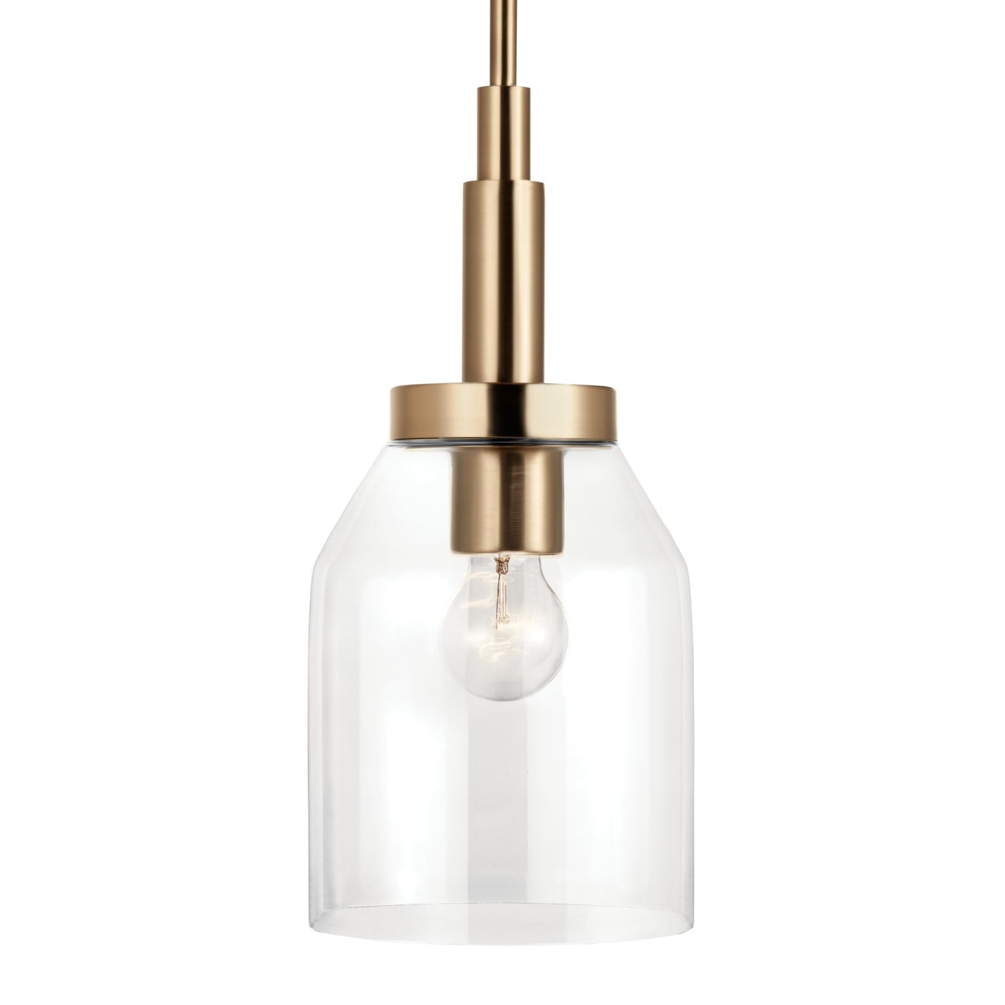 Kichler Madden 1-Light Mini Pendant Light Fixture with Clear Glass Shade in Champagne Bronze, Sloped Ceiling Compatible for Kitchen Island Hanging Lighting (15" x 7 "), 52725CPZ