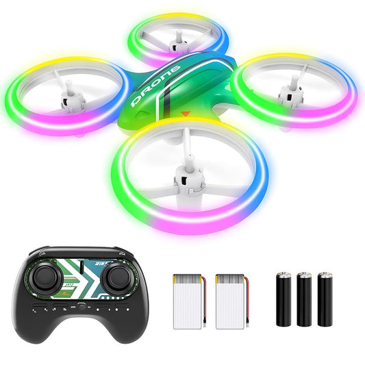 Mini Drones for Kids Beginners,Remote Control RC Quadcopter with Altitude Hold and 3D Flips with LED Lights and 2 Batteries,Full Propeller Protect,Toys for Boys and Girls