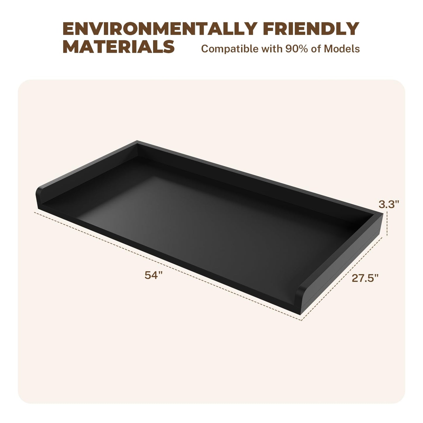 FAHKNS Washer Dryer Countertop - 54" Wood Laundry Washer Dryer Topper with Anti-Slip Mat, Waterproof Laundry Room Organization, Elegant & Space-Saving, Black