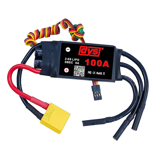 DYS 100A 2-6S Brushless ESC with 5V/6A SBEC with XT90 & 4.0mm Plug for RC Fixed-Wing Aircraft Helicopter