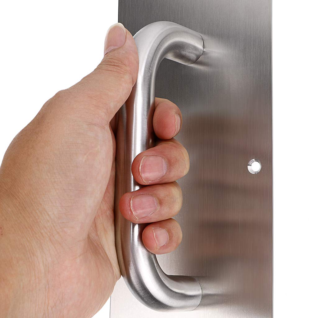 Sumnacon 2 Set 12" Stainess Steel Door Handle Pull & Push Plate - Heavy Duty Gate Handle Bar for Home/Office/Warehouse/Public, Suitable of Wooden/Composite Door with Screws, Brushed