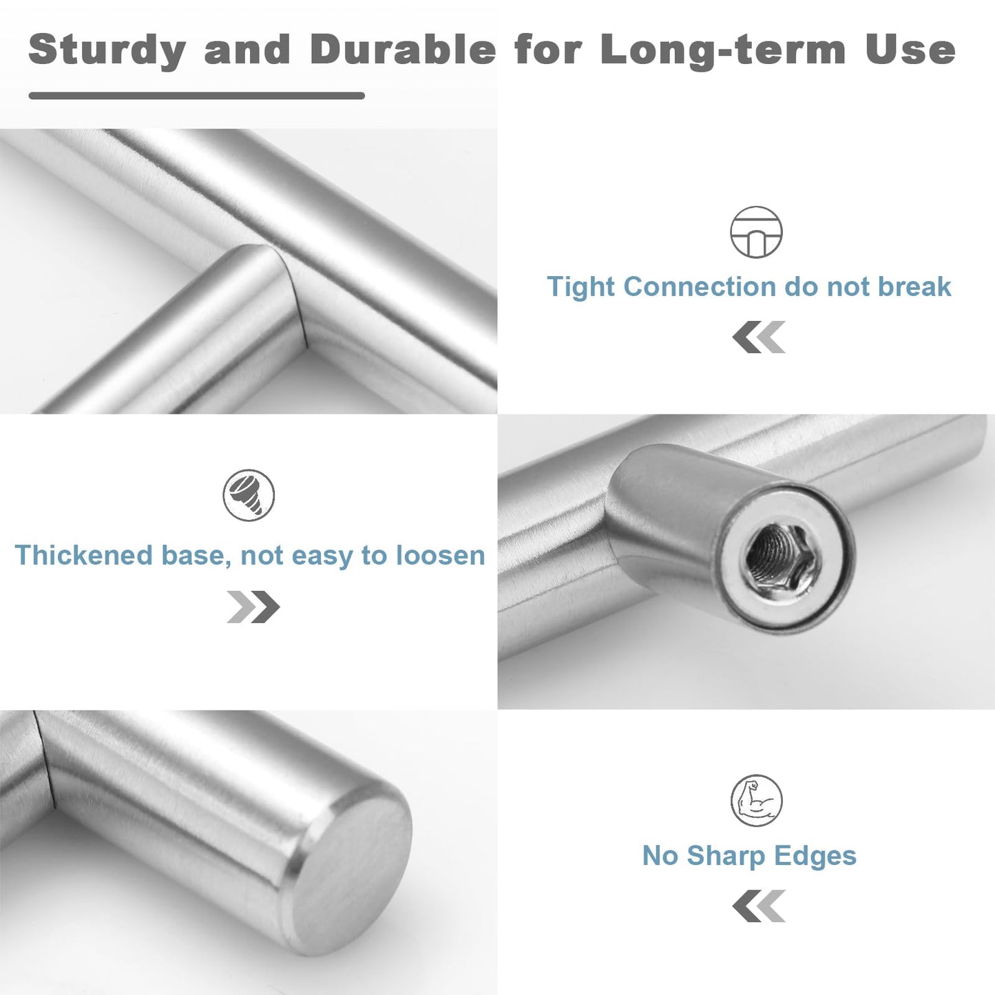 Estmoon 30 Pack Brushed Nickel Cabinet Handles 3 Inch Hole Center Drawer Pulls Stainless Steel Cabinet Pulls Silver Kitchen Handles Cabinet Hardware for Drawers, Cupboards - 5" Length, 3" Hole Center