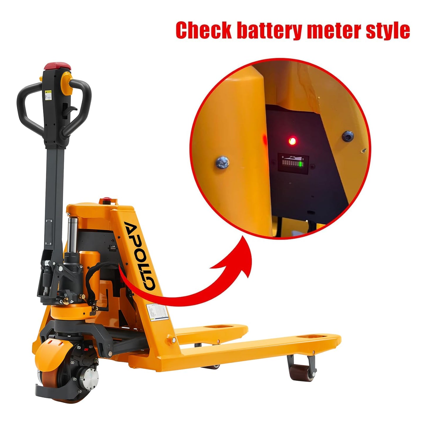 APOLLO Full Electric Pallet Jack 3300 lbs Capacity, 48" x 27" Forks, Powered Pallet Lift Truck, Li-ion Battery for Indoor Storage and Material Handling-2PC