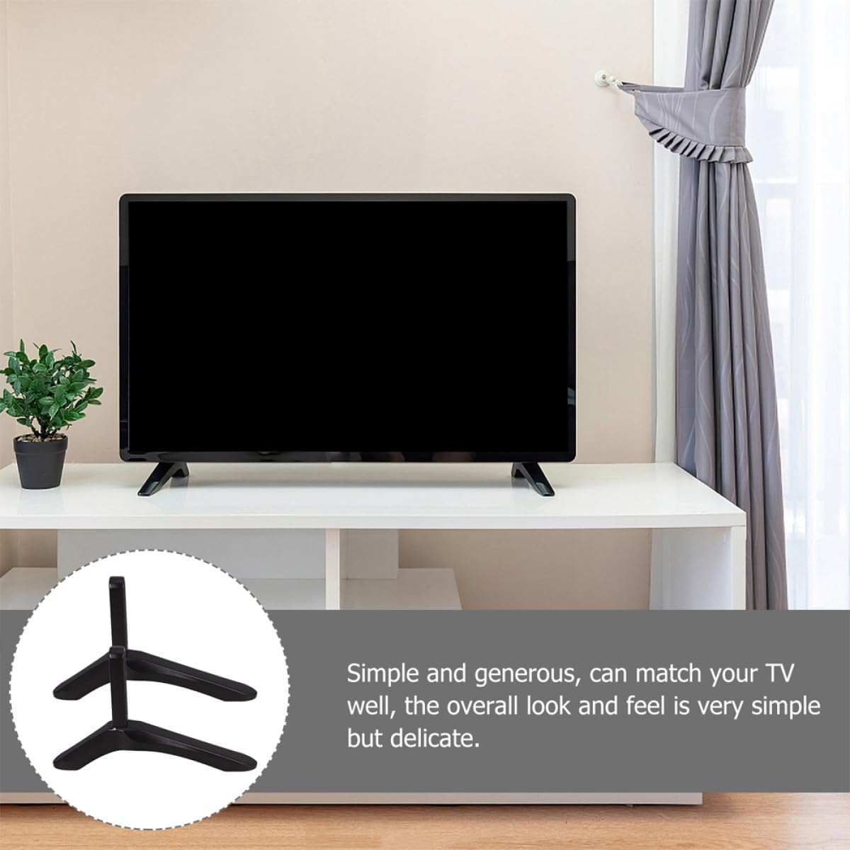 CAXUSD Universal Aluminum Alloy TV Stand Tabletop Base No-Drill Replacement TV Feet Stable Heavy-Duty Support Bracket