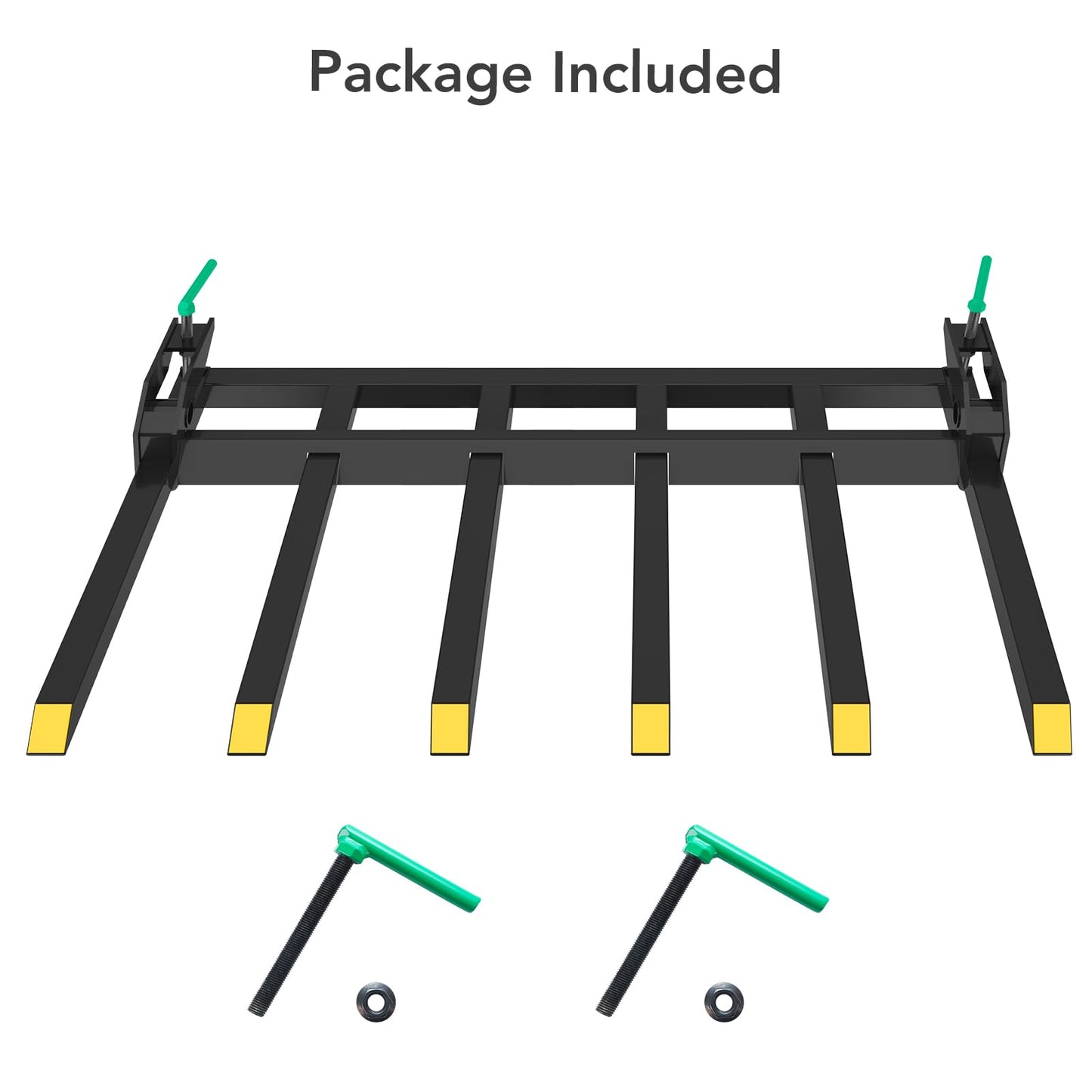 Clamp-On Debris Forks for 60" Loader Bucket – 4000 lbs Heavy Duty Pallet Fork Attachment – Sturdy Steel Construction – Fits Skid Steer/Tractor – Yellow