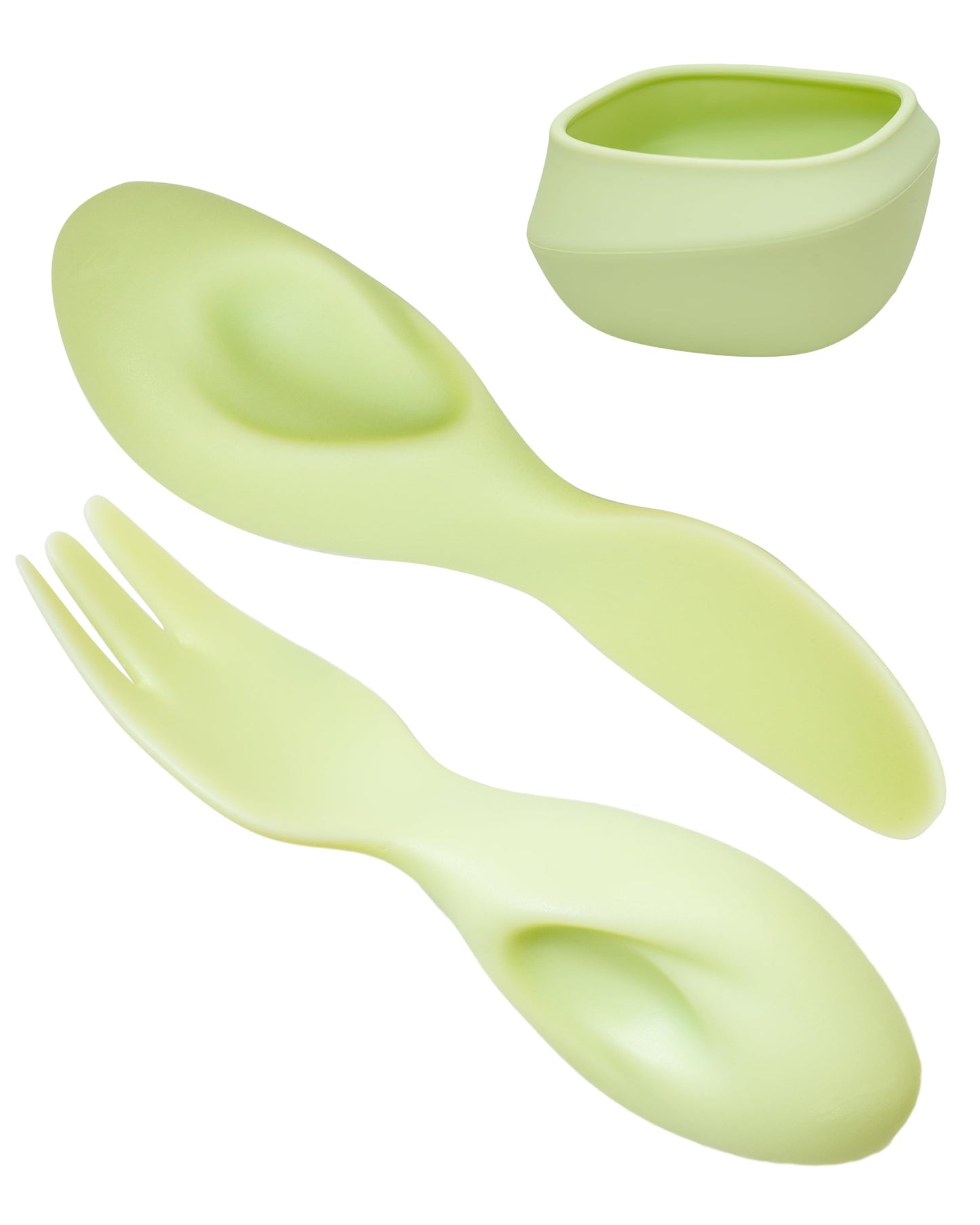 Tiny Genius Toddler Utensils Set Ergonomic Fork and Spoon and Bowl Set Non-Slip Design for baby 1-4 Year Olds Self-Feeding BPA Free Silicone Microwave and Dishwasher Safe Fine Motor Skills (Green)