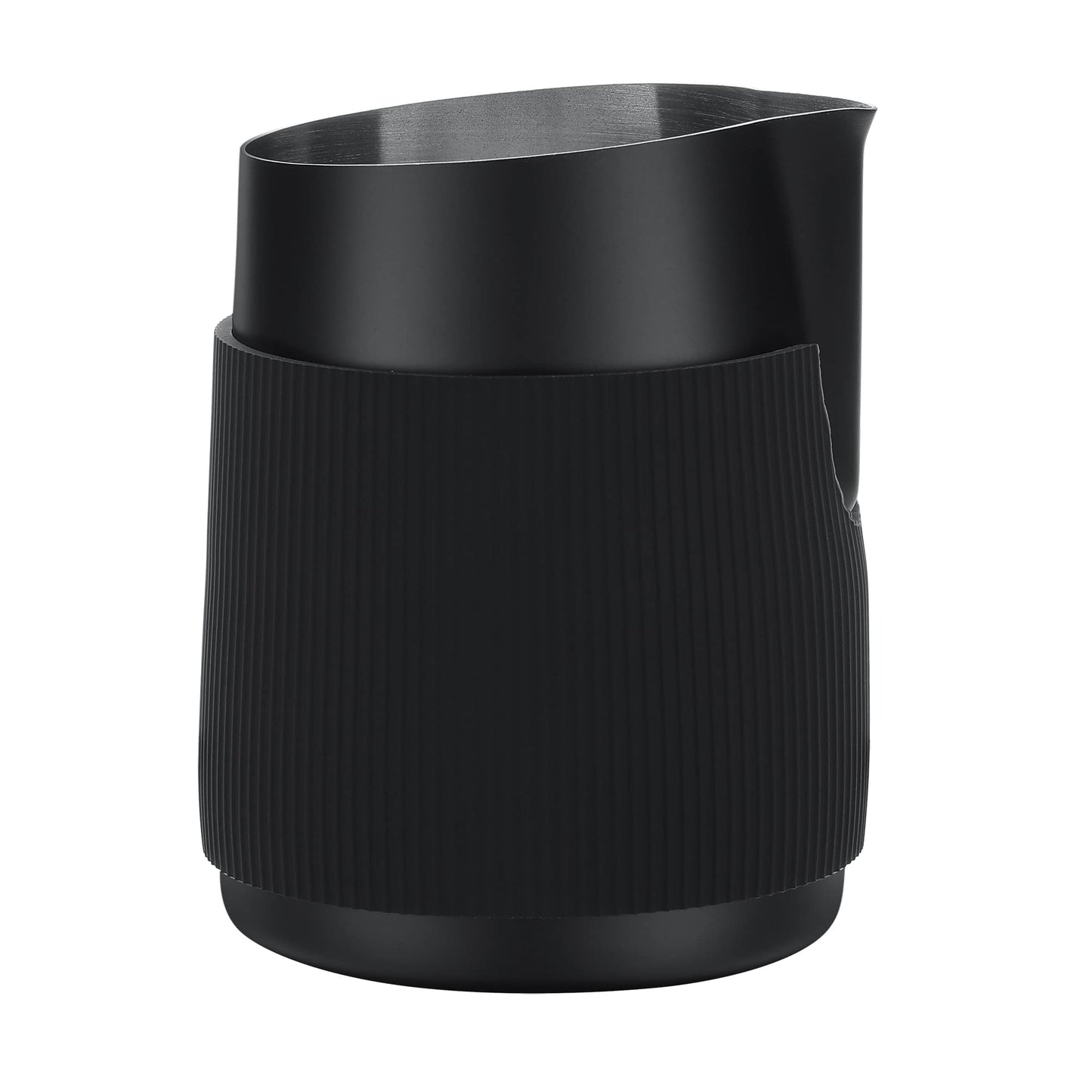 Normcore Handleless Milk Pitcher - Espresso Steaming Pitcher with Round Spout - 18/8 Stainless Steel Milk Frothing Jug, Black Non-Stick - Coffee Latte Frothing Pitcher - 20.3 oz (600 ml)