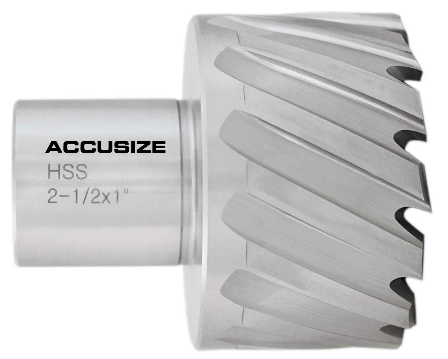 Accusize Industrial Tools H.S.S. Annular Cutter, 2-1/2" Dia, 1" Cutting Depth, 1-1/4" Weldon Shank, ANSI Standard, 2080-2045