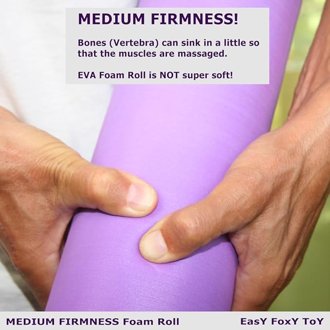 Small Size Medium Density EVA 4 Inch Foam Roller for Back &Leg Pain; Sore Muscle Recovery; Trigger Point Massage Roller Ø3.75x18inch Physical Therapy; Helps as Spine Cracker Stretcher