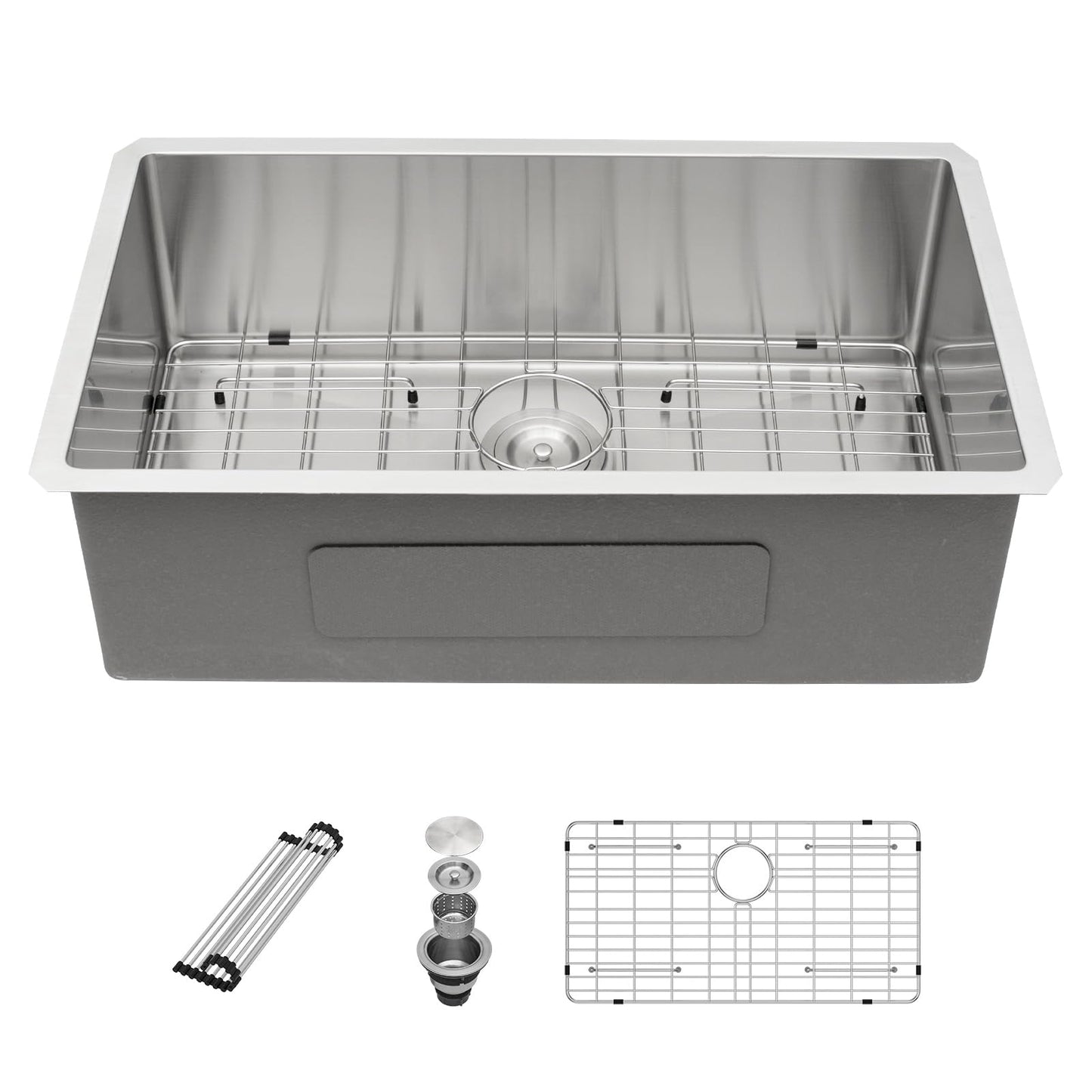Sarlai 30 Undermount Kitchen Sink 30x18 Inch Stainless Steel Single Bowl Kitchen Sink Round Corner 16 Gauge Handmade Under Counter Sinks Basin