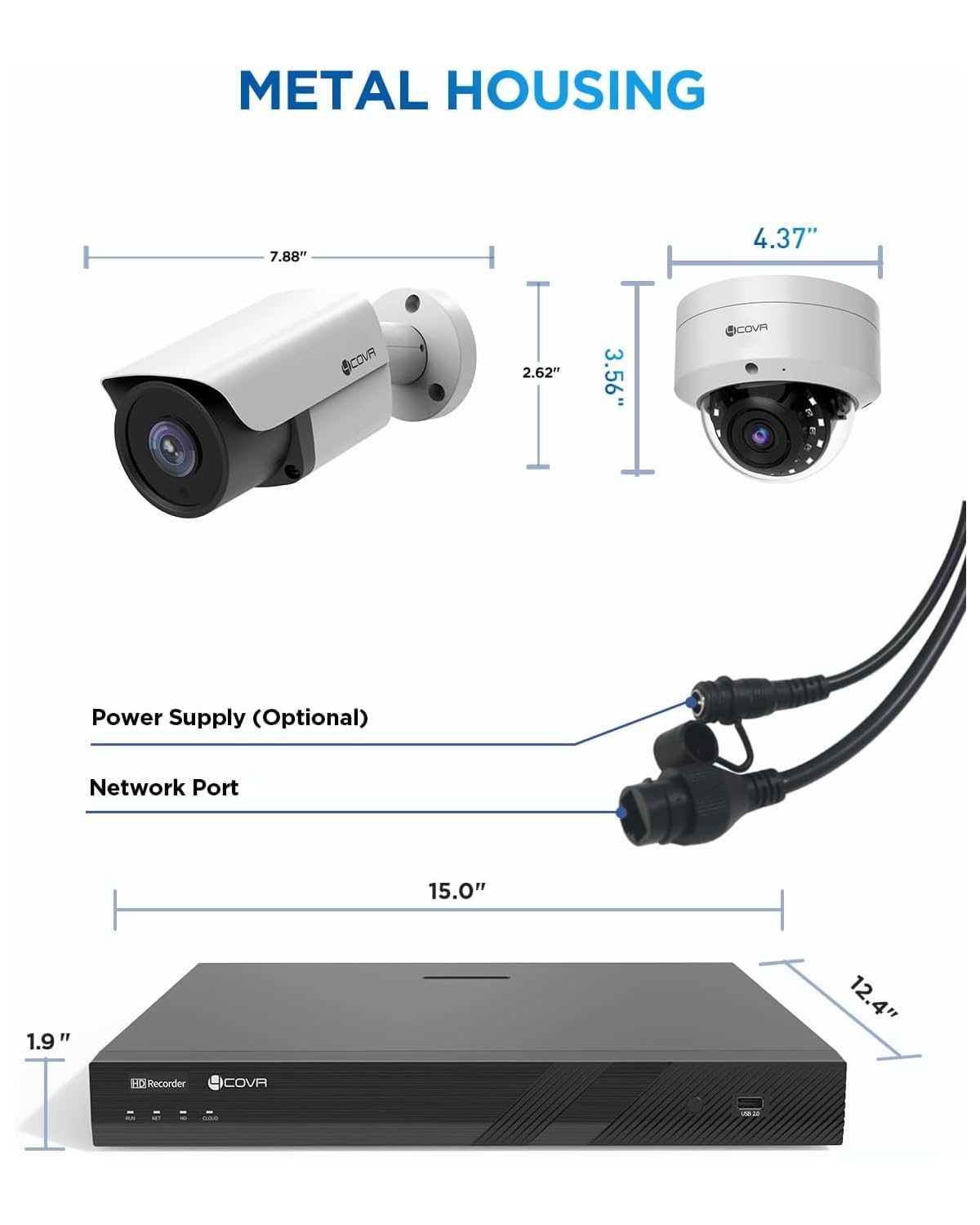 4COVR 4K PoE 32 Channel Security Camera System, 12 Dome IK10 Vandal-Proof 12 Bullet 8MP Commercial IP Camera IP67 Night Vision, AI Human/Vehicle Detection, Business UHD NVR 8TB HDD, LYH54A8M3224