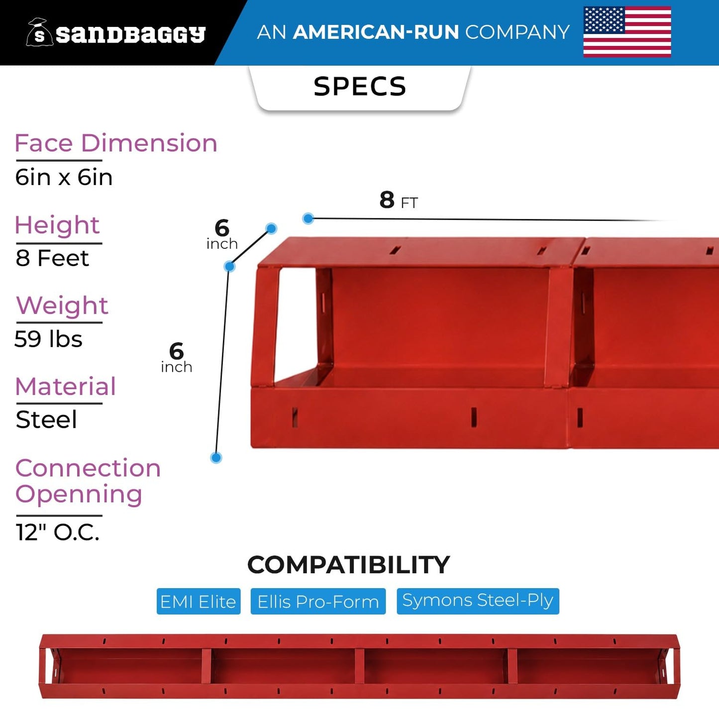 6" x 6" x 8 ft Inside Corners for Steel-Ply Concrete Forms - Sandbaggy (5, 6" x 6" x 8 ft)