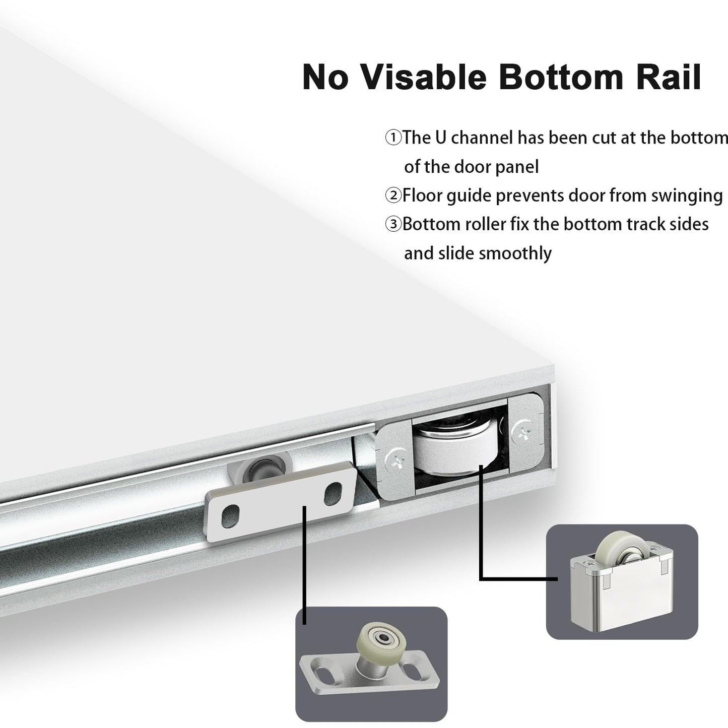 BarnSmith 30"x84" Concealed Sliding Barn Door, White Primed Flush Solid Core Sliding Hidden Barn Door with Soft Close Installation Hardware and Double Sided Pulls Included