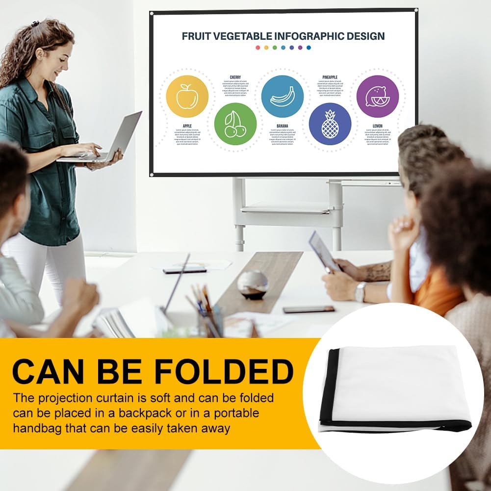 Zornaveli 4K 60"|72"|84"|100"|120"|150" (60 INCH) Projector Screen, HD Home Movie Projection Screen, Anti-Crease