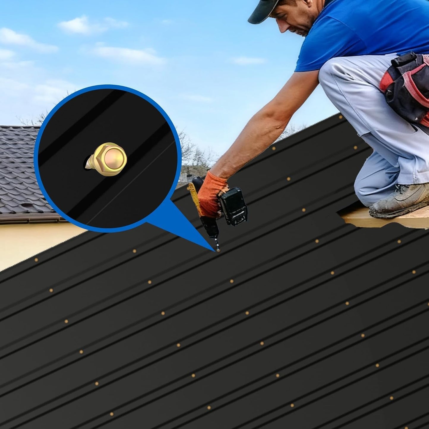 HDSTORZON 72.8" x 18" Metal Roof Panels, 20pcs Corrugated Galvanized Steel Roofing Sheets, Anti-Rust & UV-Resistant, Metal Roofing Panels with Screw for Barns, Garages, Patios, Chicken Coop