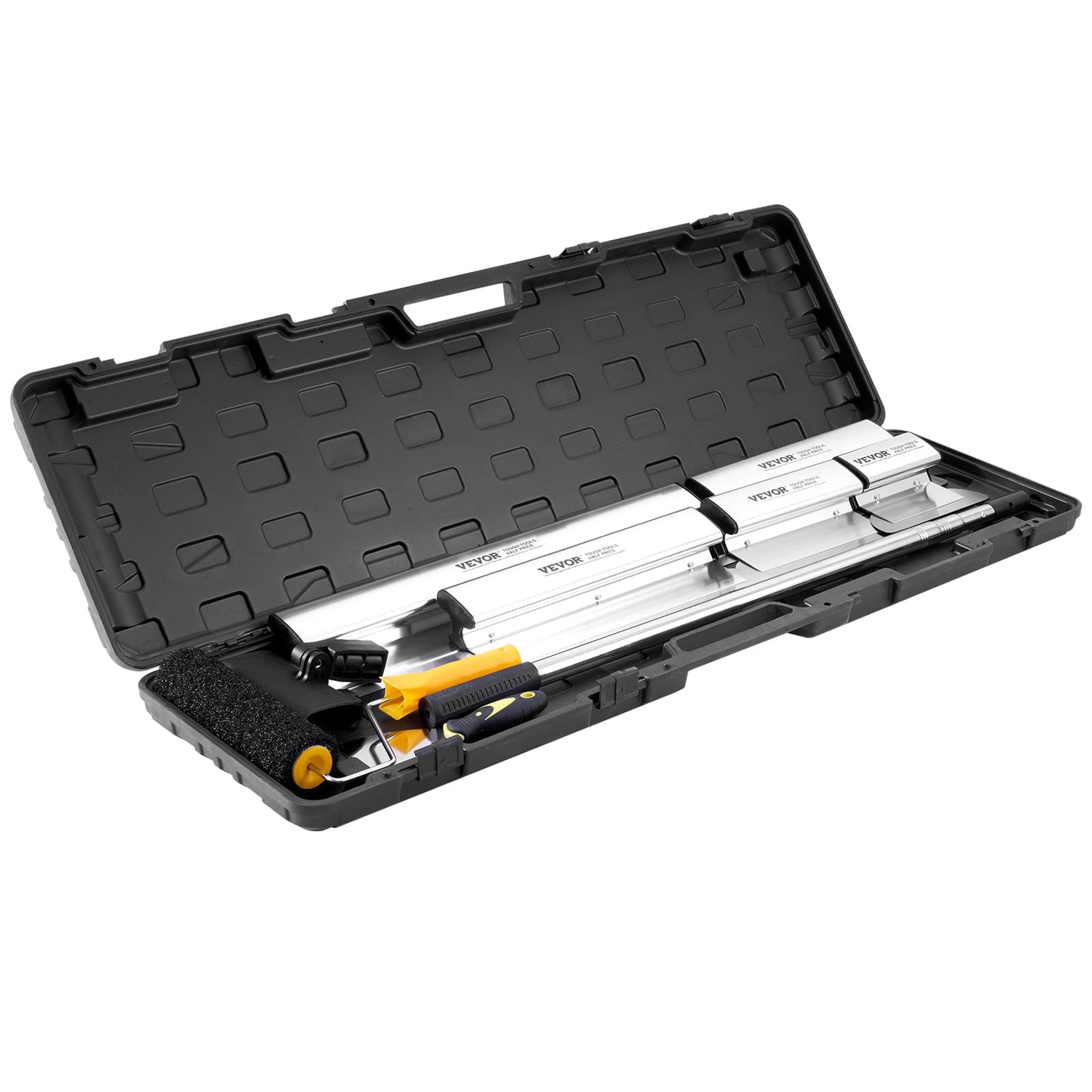 VEVOR Drywall Skimming Blade Set, 7/10/14/16/24 in Skimming Blades + 34-81.6 in Extension Handle Pole, Stainless Steel Knife Professional Skim Coat Tools, for Gyprock/WallBoard/Plasterboard