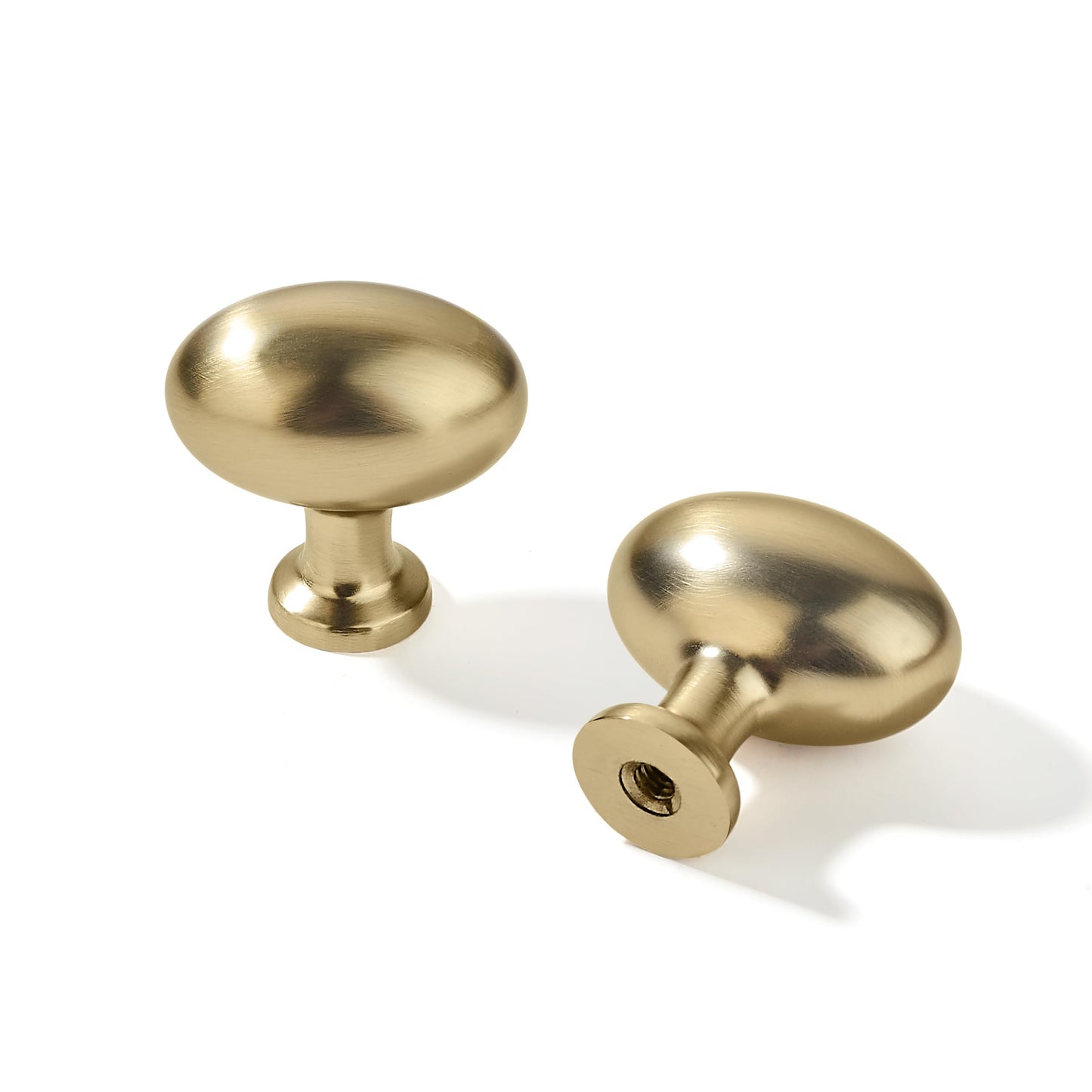 khtumeware 10 Pack 1-3/8 inch(35mm) Champagne Bronze Cabinet Knobs Egg Knobs Satin Brass Oval Drawer Knobs Kitchen Cabinet Hardware Zinc Knobs for Dresser Drawers