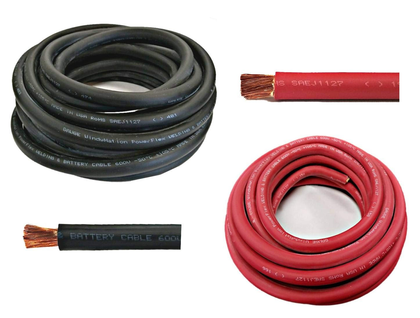 WNI 2/0 Gauge 15 Feet Black 15 Feet Red 2/0 AWG Ultra Flexible Welding Battery Copper Cable Wire - Made in The USA - Car, Inverter, RV, Solar