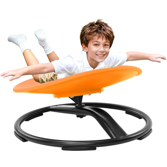 Zhenx Spinning Chair for Autistic Kids (Ages 3-18) - 220LBS Capacity Sensory Swivel Seat - Sensory Toy for Teens with ADHD/Autism - Sit and Spin Calming Gift to Improve Focus & Body Balance (Orange)
