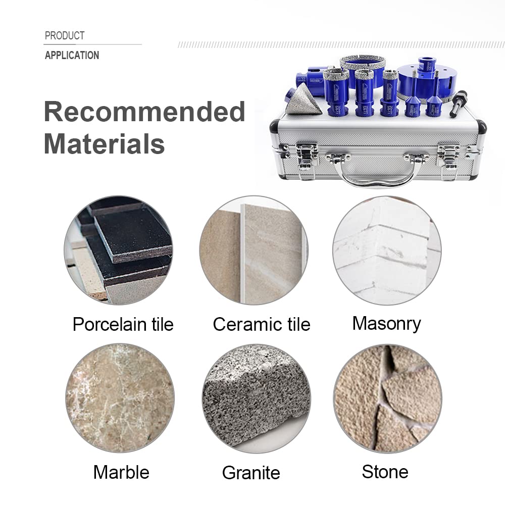 SHDIATOOL Diamond Tile Drill Bits Set,Porcelain Hole Saw, Cutter for Marble Ceramic Granite