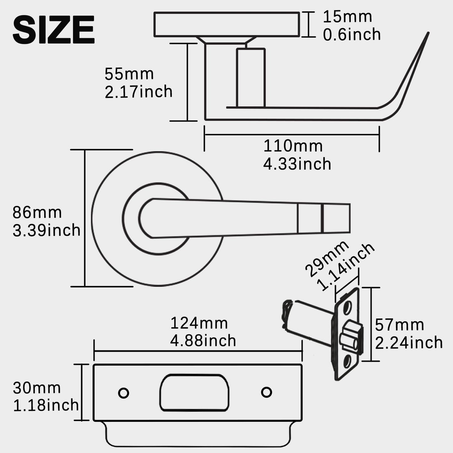 HISAFE Passage Commercial Door Locks Heavy Duty Grade 2 Lever, Non-Handed, UL 3 Hour Fire Rated, ADA Compliant, Satin Chrome Finish 26D, 2-3/4''Backset, X-XG-PS-70