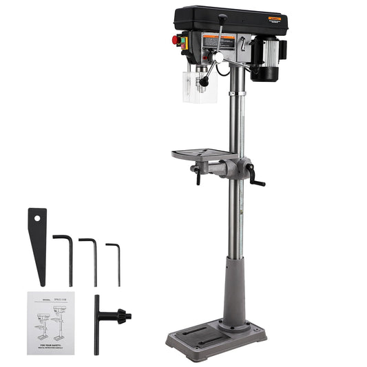 13 in Floor Drill Press, 7.5 Amp 120V Pure Copper Motor with Swing-away Safety Guard, 288-3084 RPM Variable Speed, 0-45°Tilting Worktable, Tabletop Drilling Machine for Wood Metal