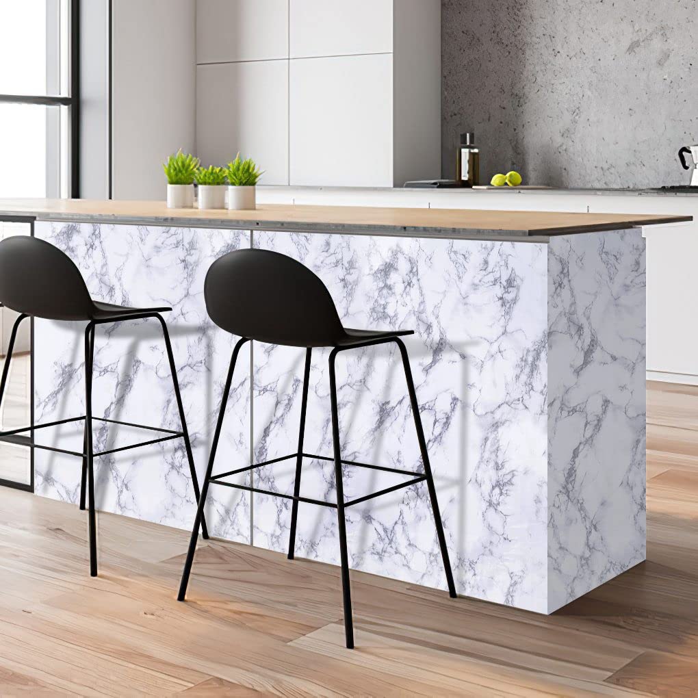 Arthome White Marble Contact Paper - Peel and Stick Wallpaper - Self-Adhesive & Removable Wall Paper for Furniture Desk, Kitchen Countertop, Cabinet, Shelf Liner, Wallcovering, (17"x120")