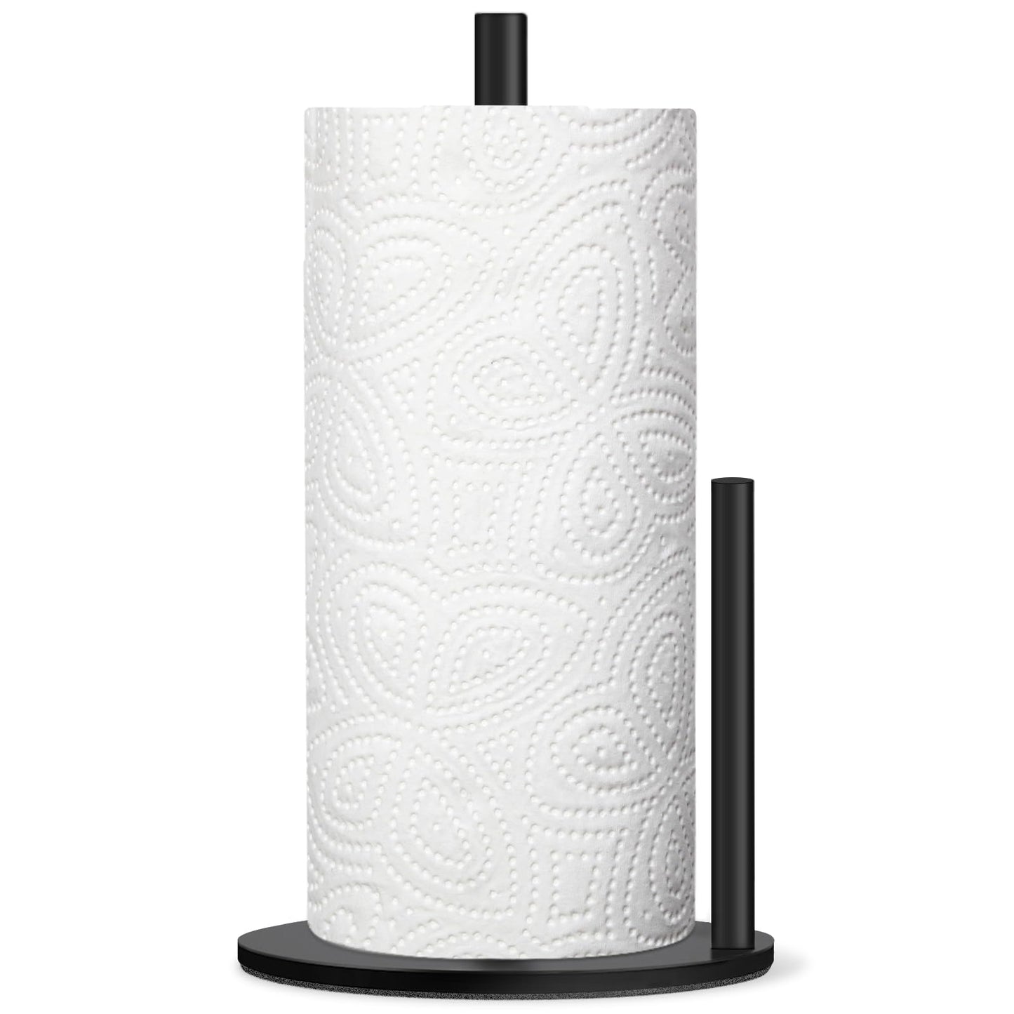 Paper Towel Holder Countertop, Premium Stainless Steel Black Paper Towel Holder with Anti Slip & Waterproof, Freestanding Countertop Paper Towels Holder for Kitchen, Tabletop, Bathroom