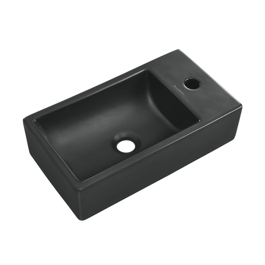 18" Ceramic Vanity Sink Top in Matte Black
