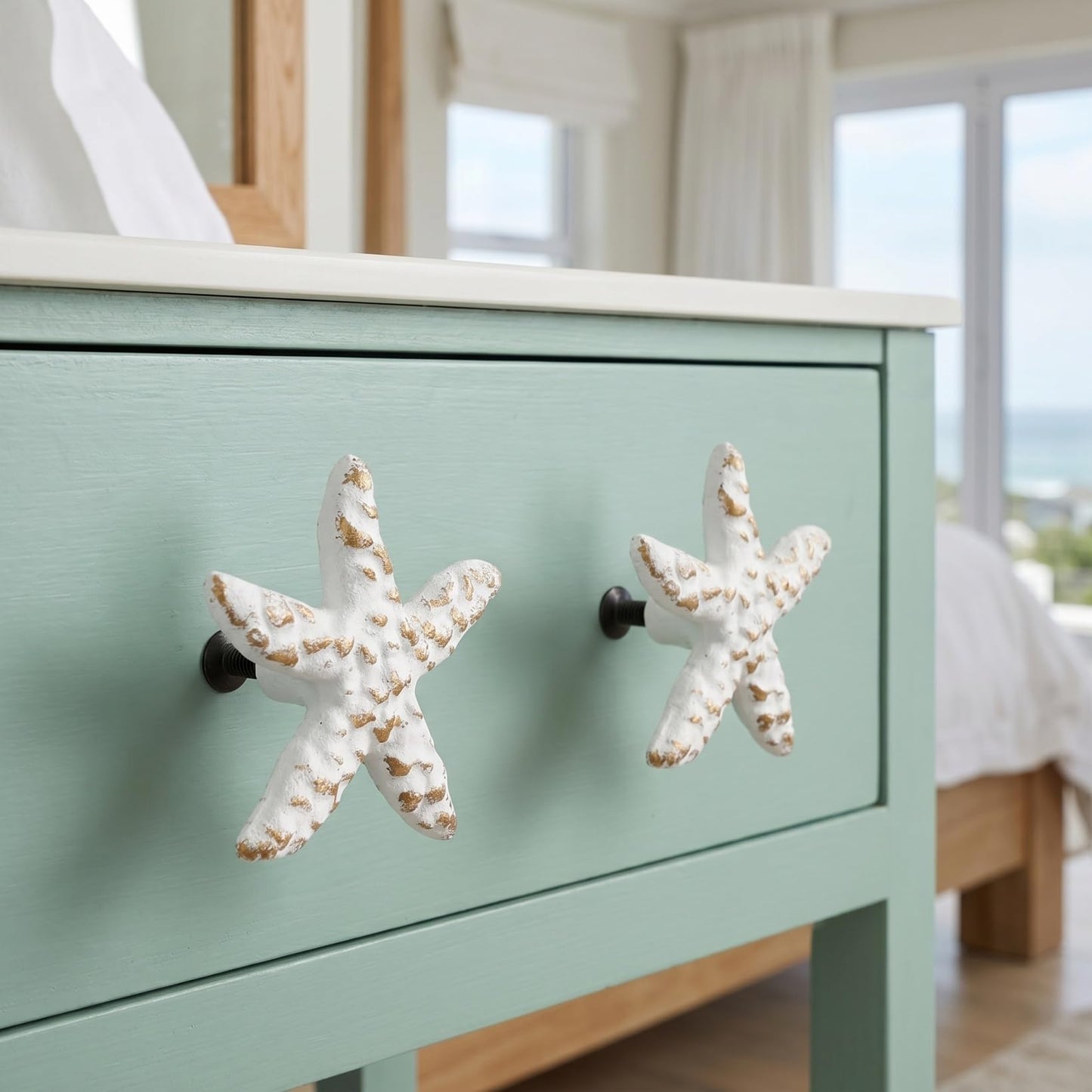 GALPADA Cabinet Knobs: 2 Pack Coastal Drawer Pulls Iron Dresser Knob for Kitchen Cupboard Wardrobe Closet Door, Nautical Beach Decor Hardware for Cabinets and Drawers