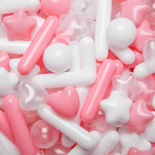 STARBOLO Ball Pit Balls for Kids -200pcs Stars Hearts Strips Crush Proof Play Balls Plastic Macaron Toy Balls for Ball Pit, Baby Pool Water Toys, Play Tent, Birthday Party Decoration