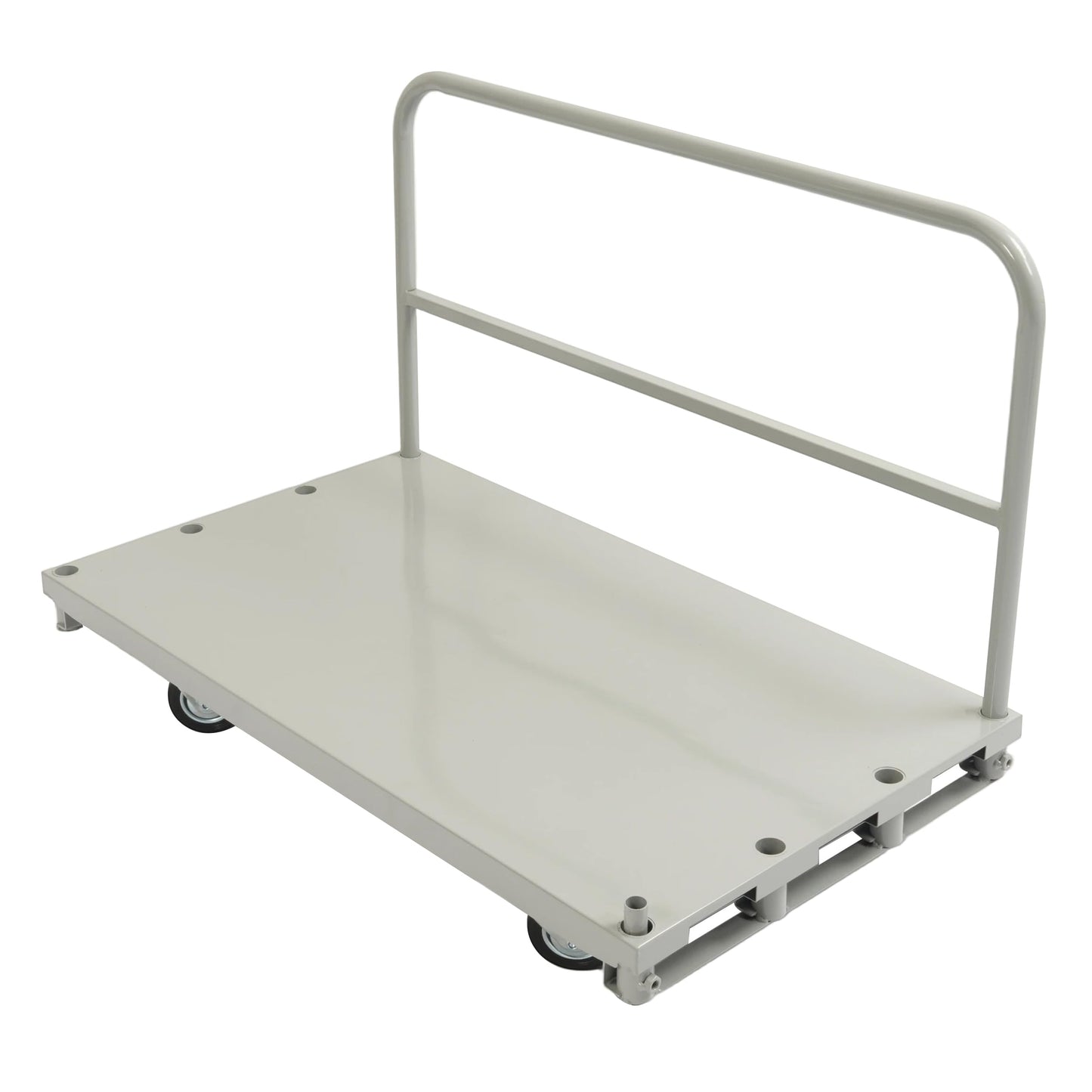 Gelacie 42x24inch Steel Truck Cart, Flat Dolly Cart, Flatbed with 2200 lbs Capacity Platform Truck, Heavy Duty Lumber Drywall Dolly, 4 Swivel Casters, Board with w/1 Front & 2 Side Handrails Silvery