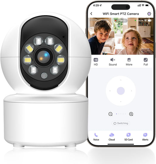 BROTEX 2.4GHz 360 (1Pack) Indoor Security Camera, Wireless Camera for Baby Monitor, PTZ Pet Camera for Home Security