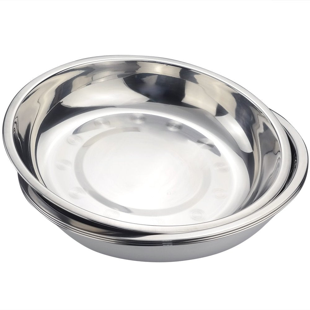 Morcte Stainless Steel Round Plates Dish Set for Dinner Plate, Outdoor Camping, BBQ, Set of 4