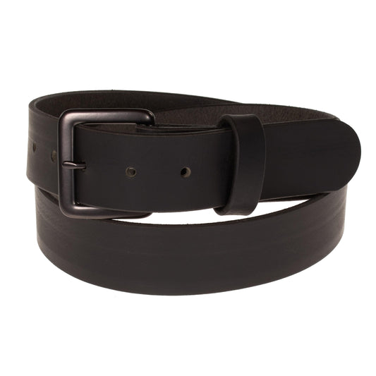 Nohma Leather, Men's Leather Belt, Made in USA, Full-Grain Leather, Casual Everyday Wear Belts, Amish Handmade (Black 5550-GM, 44" (Size 40 Pants) - Check Size Guide)