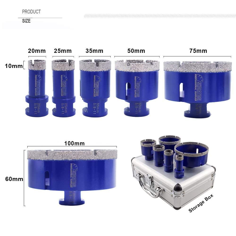 SHDIATOOL Diamond Drill Core Bits Set for Porcelain Triangle Shank Hole Saw Cutter for Tile Marble Ceramic Granite on Drill Machine