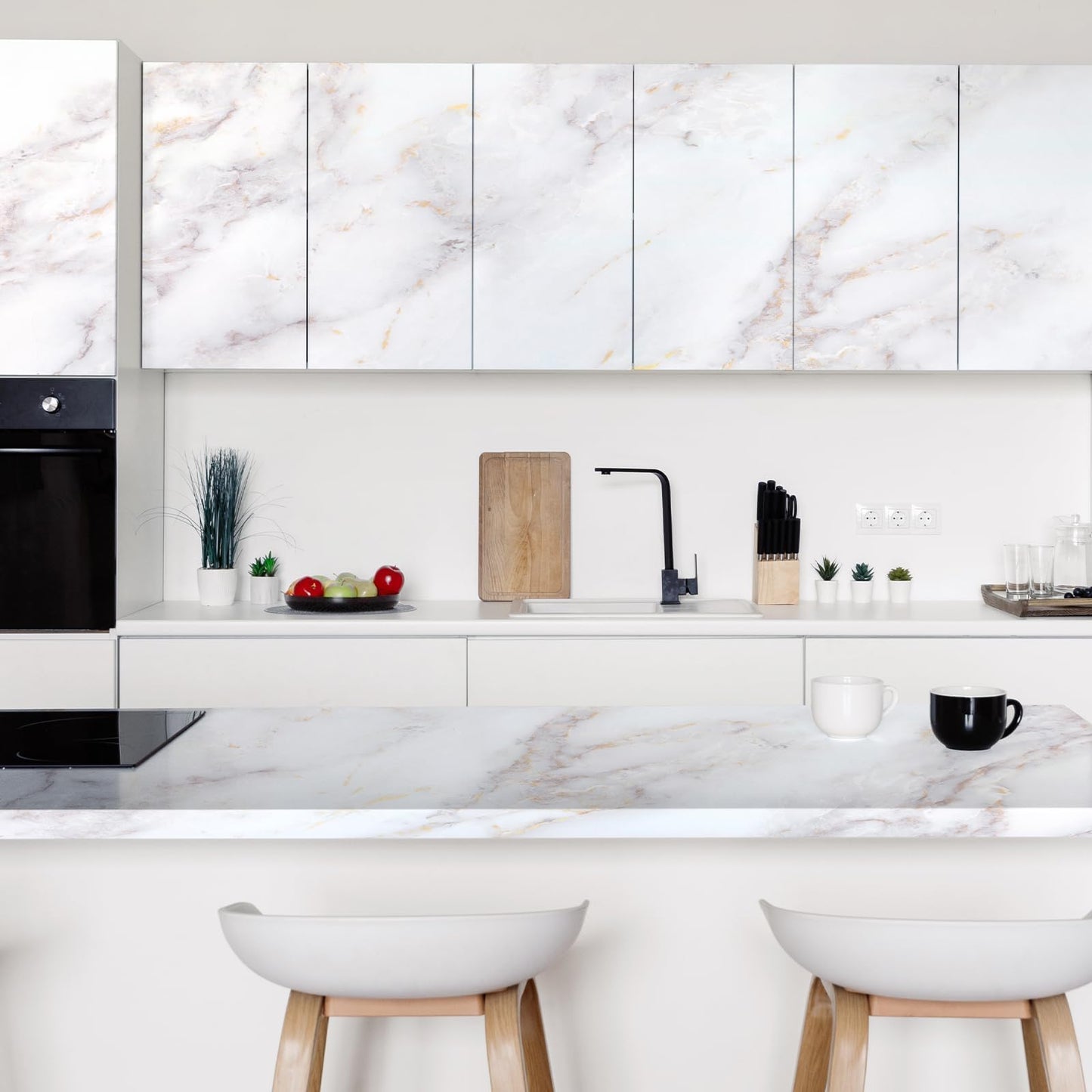 rabbitgoo Marble Contact Paper for Countertops, Self Adhesive Peel and Stick Wallpaper, Removable Kitchen Counter Top Contact Paper for Old Furniture, Gold Matte Granite, 35.4 x 78.7 Inch