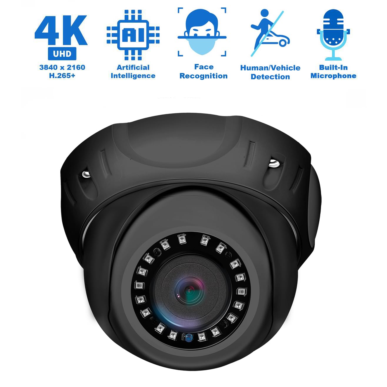 GW Security 16 Channel 12MP NVR 4K H.265+ Face Recognition Surveillance Security Camera System with 8 UltraHD 4K 8MP IP PoE Microphone Dome Security Cameras (Grey)