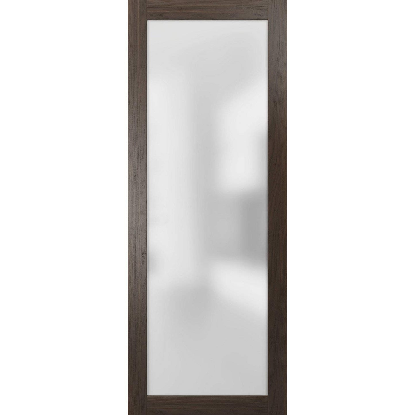 SARTODOORS Frosted Lite Glass Door Panel Slab 30 x 96 | Planum 2102 Chocolate Ash | Use as Barn Pocket Sliding Closet | Solid Wood Core Interior Door