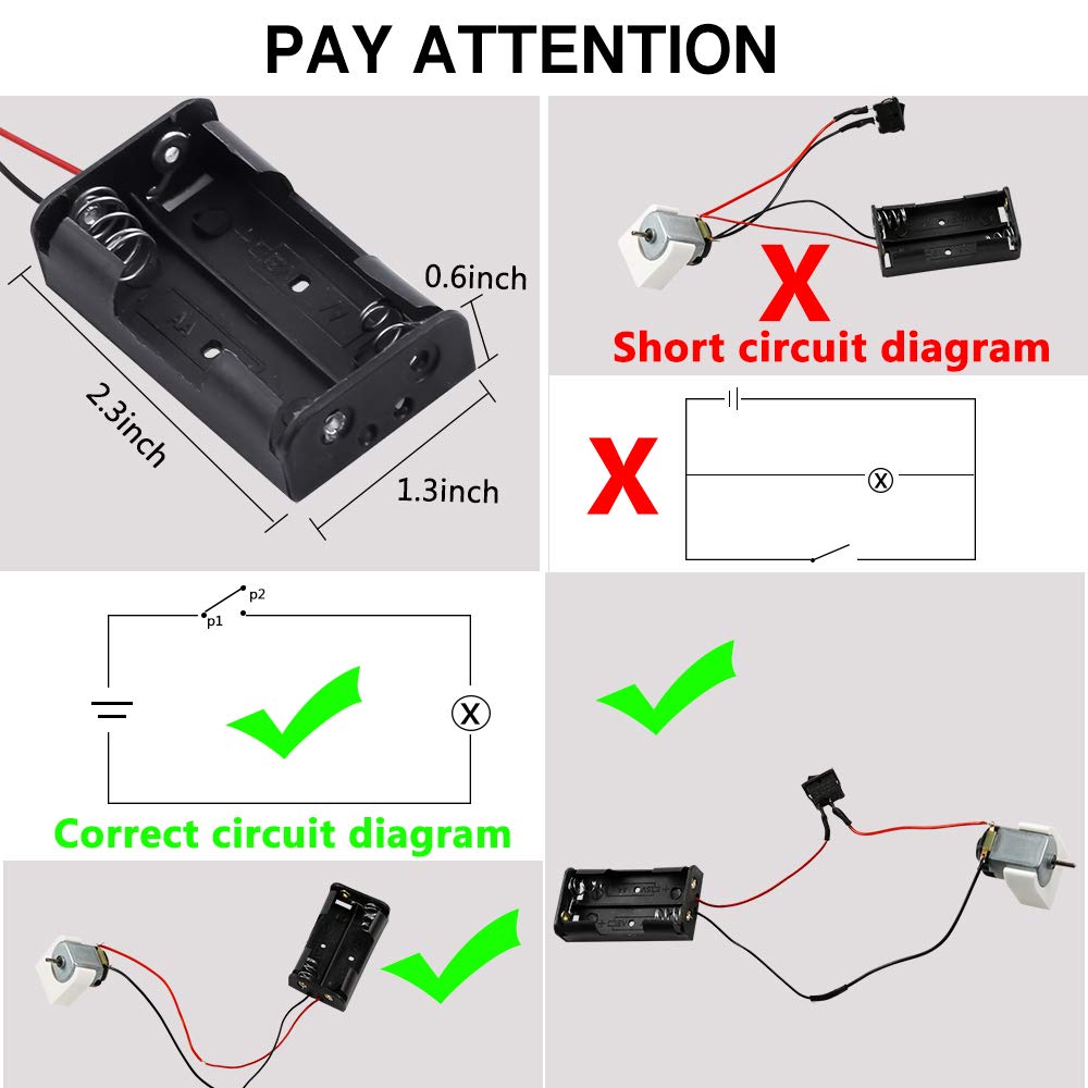 Sntieecr 6 Set DC Motors Kit, Mini Electric Motor 3V 15000RPM with 66 PCS Plastic Gears, AA Battery Holder Case, Motor Bracket, Shaft Propeller and Rocker Switch for DIY Toys Science Projects
