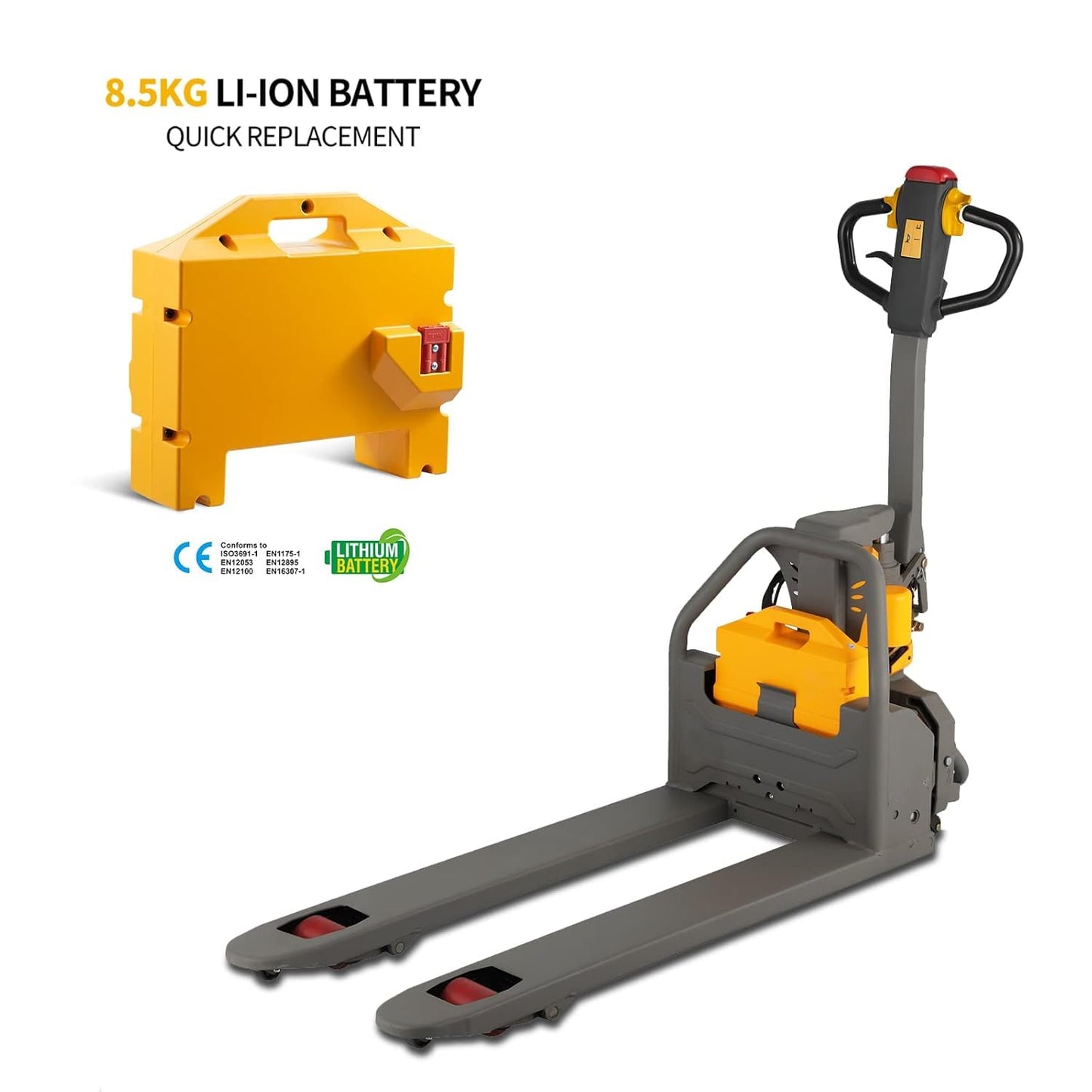 APOLLOLIFT Full Electric Lithium Pallet Jack 3300Lbs Capacity 48"x27" Forks, Multi-Function Handle