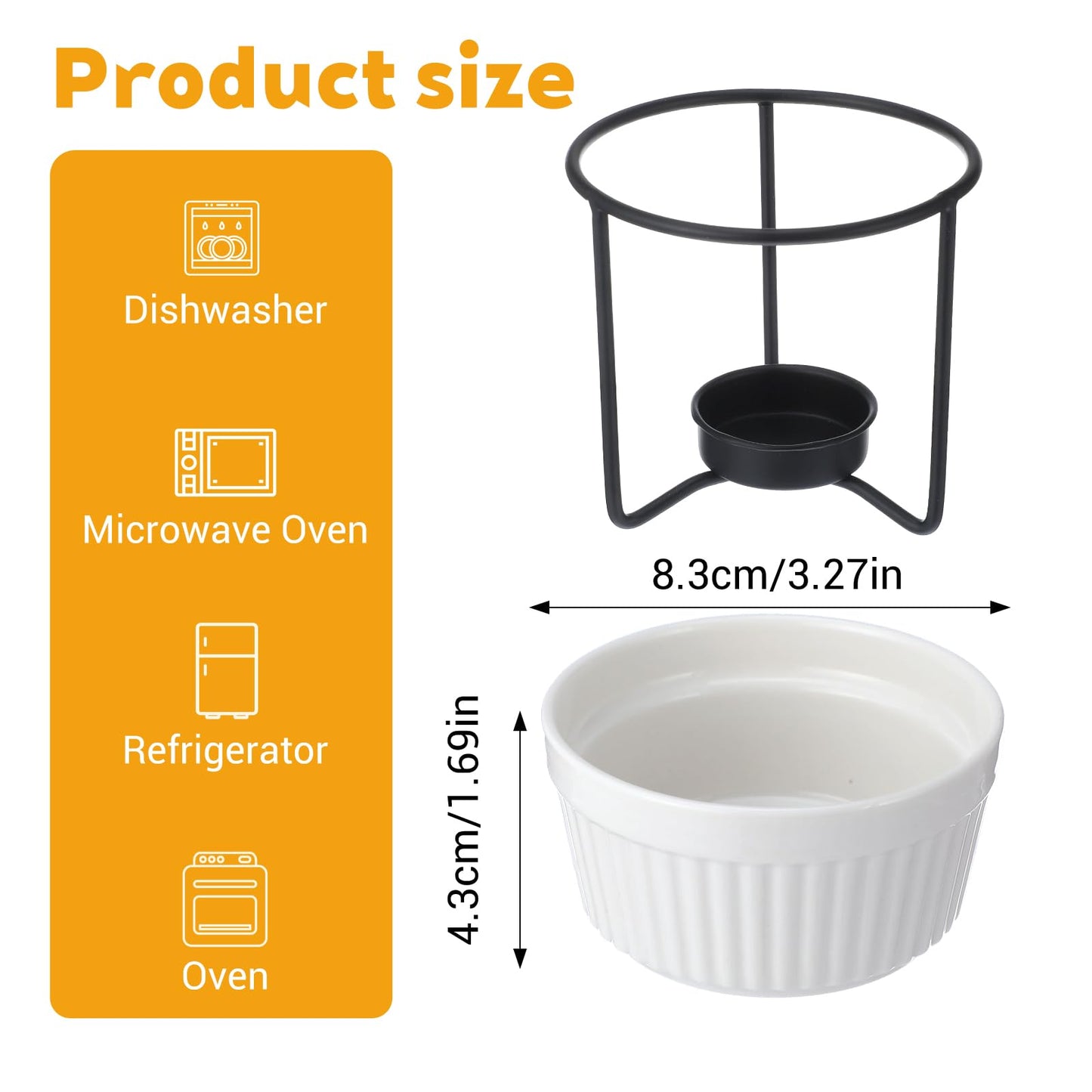 4 Set Ceramic Butter Warmers for seafood, Butter Melter Set of 2 for Chocolate or Cheese,Fondue- Dishwasher Safe,Oven Safe,Microwave Safe