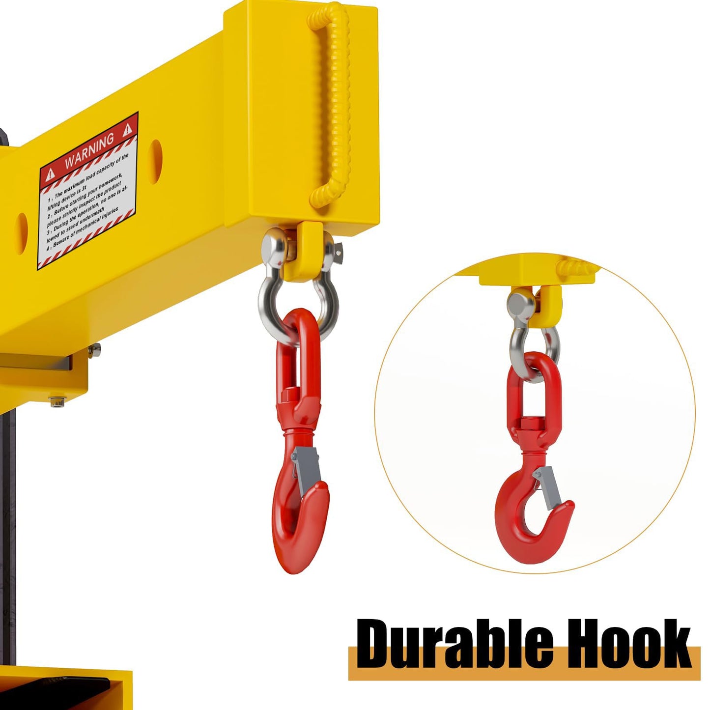 Yunphia Forklift Jib Boom Crane, 5500LB Heavy Duty Steel with Adjustable Boom Length & Rust-Resistant Coating, Industrial Mobile Hoist for Warehouse & Factory