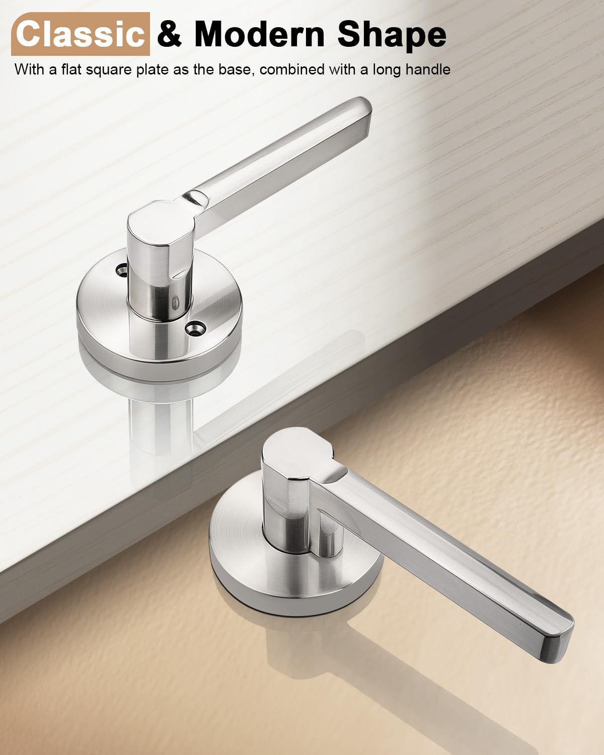 Probrico Keyless Door Lever Handles Passage Interior Locksets Brushed Nickel Finished Hardware 6 Pack